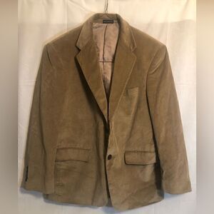 Stafford Corduroy 2 button closure lined blazer. Tan. Size 42.